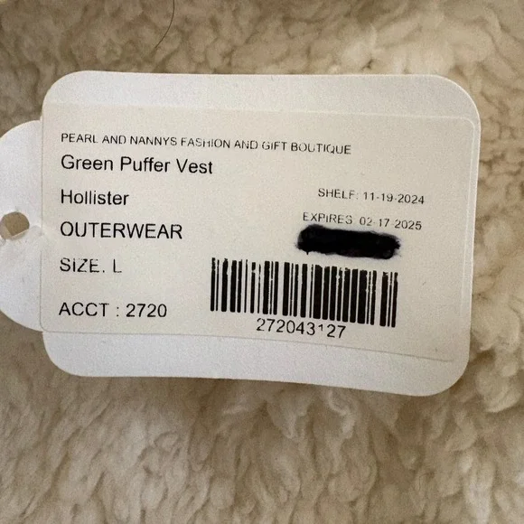 Hollister Green Puffer Vest Hooded‎ Quilted Full Zip Womens Size Large NWT - Picture 6 of 6